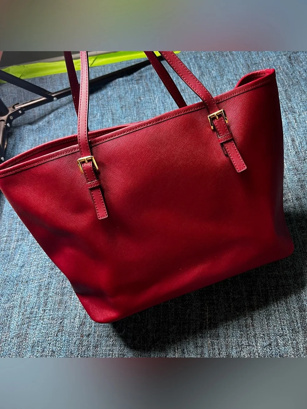 Michael Kors Jet Set Travel Tote Bag in Red Leather Multi-Function Shoulder Bag